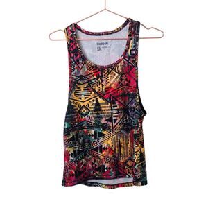 Reebok multicolor tribal printed mesh muscle tank